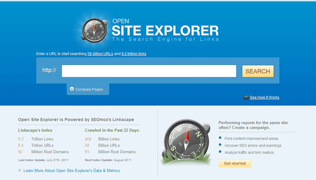 Open Site Explorer发现新的外链